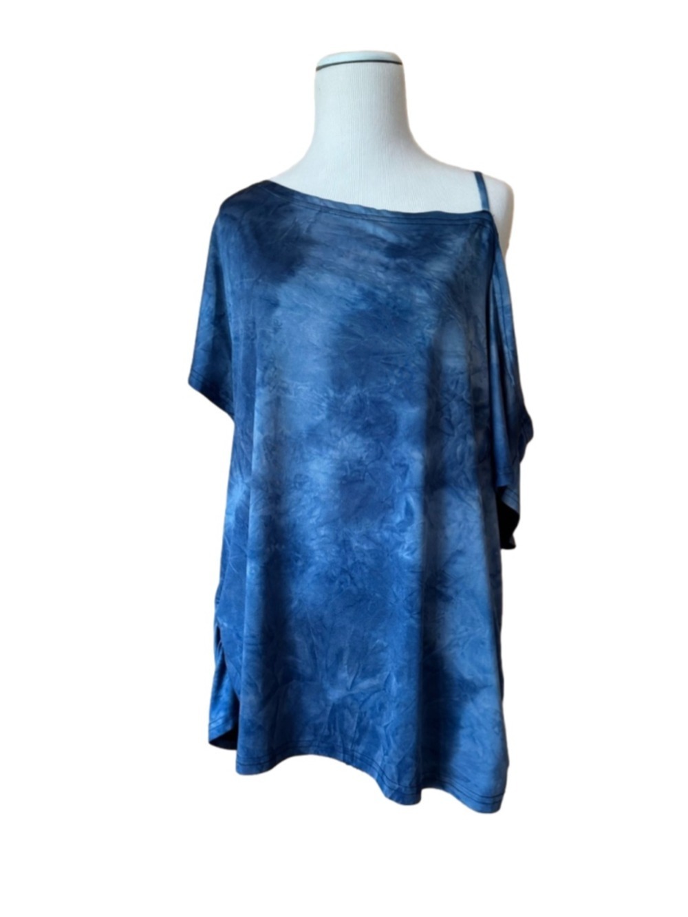 SHEIN Curve Blue Tie-Dye Off-Shoulder Tunic Top size 1X